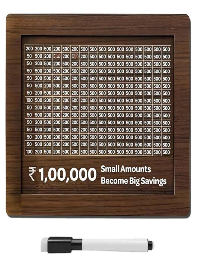 Waikbe Wooden Piggy Bank for Kids & Adults | ?1,00,000 Savings Challenge Money Box with Tracker | Cute Smart Coin Box, Gullak Saver & Decorative Gift Idea (Brown) - Image 1